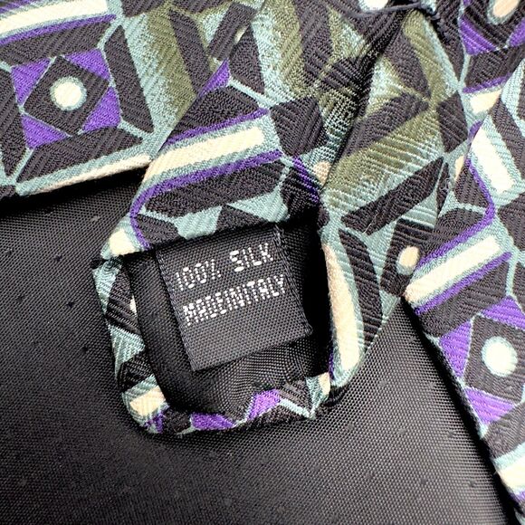 Talivari Mens 100% Silk Dress Tie Made in Italy Diamond Geometric Pattern 60" 4" - Picture 7 of 11